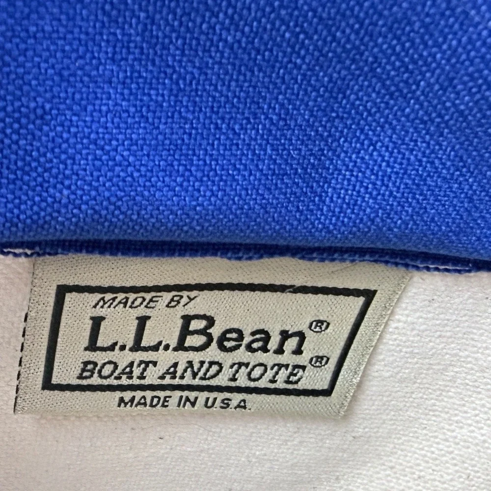 LLBean Boat and Tote Bag Blue White Canvas Zippered‎ Personalized Spunky